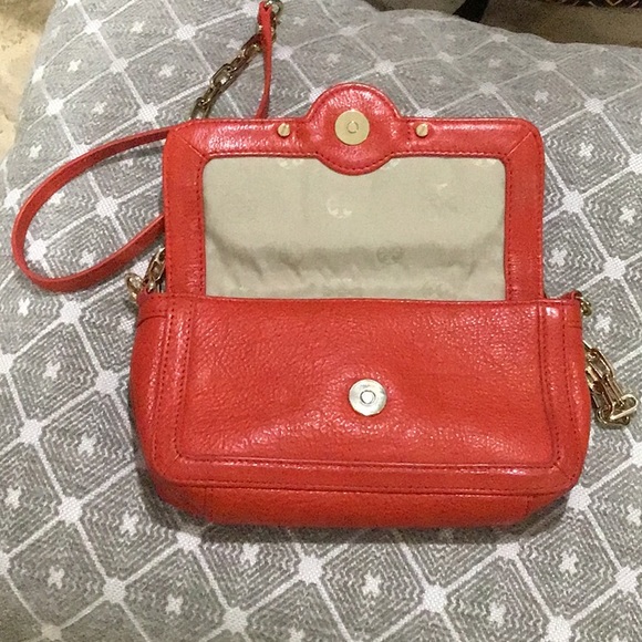 Tory Burch Cross Body Bag pebbled leather Red Smaller 9in. X 5in. approx. - Picture 4 of 15